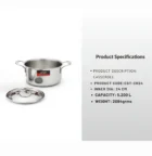 Casa CST-CR 24 Casserole, 5.200 Liters Triply