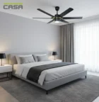 60 inch 6 blade DC ceiling fan with LED light matt black gold